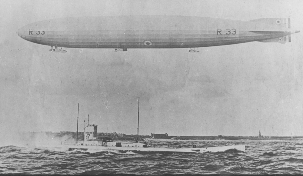 Submarine J7 on the River Tyne prior to sailing for Australia in February, 1919.  