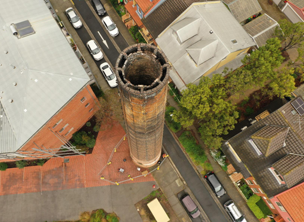 View of Chimney Number 1 at the Former Hoffman Brickworks.